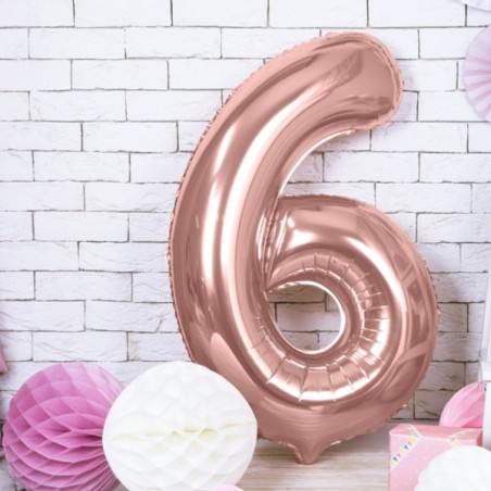 Metallic Rosegold XXL Number 6 Foilballoon