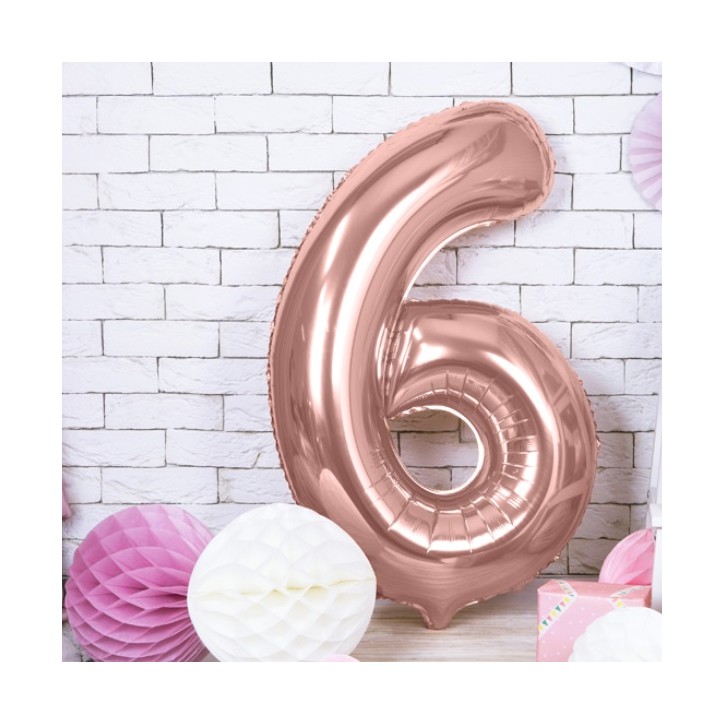 Metallic Rosegold XXL Number 6 Foilballoon