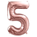 PartyDeco 80cm Number 5 Balloon Rose Gold