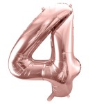 PartyDeco 80cm Number 4 Balloon Rose Gold