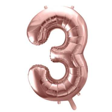 Metallic Rosegold XXL Number 3 Foilballoon 86cm