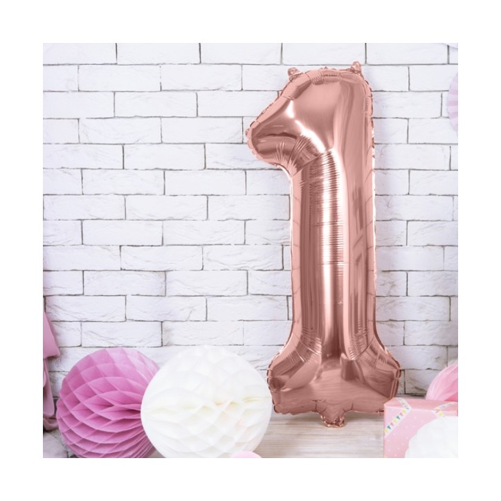 Metallic Rosegold XXL Number 1 Foilballoon 86cm