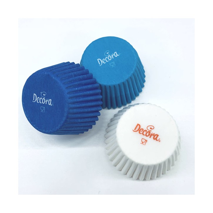 200 Decora Blue - White Mini Cupcake Liners 0339750