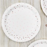 PartyDeco Rose Gold Polka Dots Cake Plates, 6 pcs