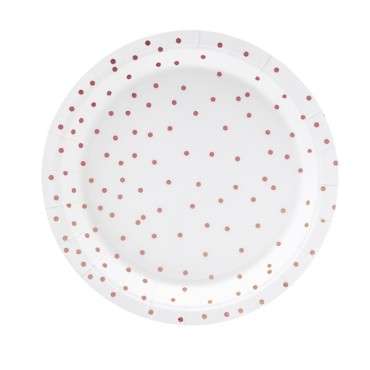 18cm Rose Gold Polka Dots Paper Plates TPP53-008