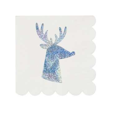 16 Silver Stag Cocktail Napkins Meri Meri 196323