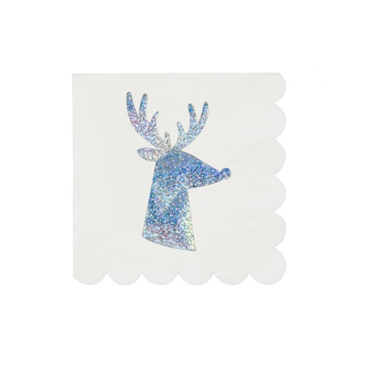 16 Silver Stag Cocktail Napkins Meri Meri 196323