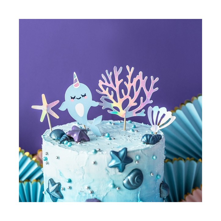 4 Narwhale Party Cupcake & Cake Topper KPT48