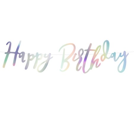 GRL75-017 Banner Happy Birthday iridescent 16.5x62cm