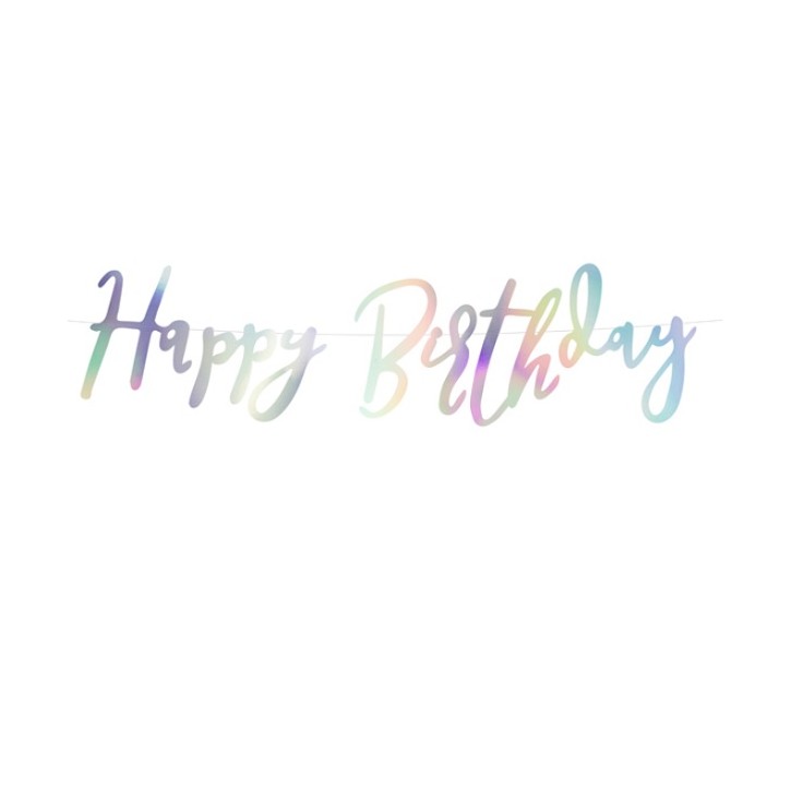 GRL75-017 Banner Happy Birthday iridescent 16.5x62cm