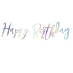 PartyDeco Happy Birthday Banner iridescent, 62cm