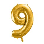 PartyDeco 80cm Number 9 Balloon Gold