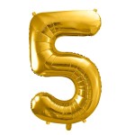 PartyDeco 80cm Number 5 Balloon Gold