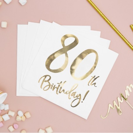 Napkins 80th Birthday Gold SP33-77-80-008