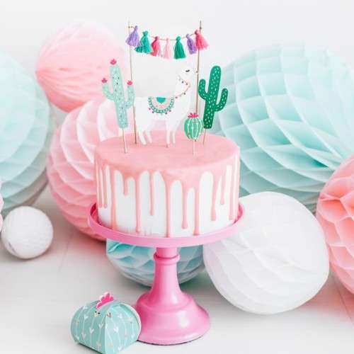 PartyDeco Lama Kuchentopper Set, 5 Stück