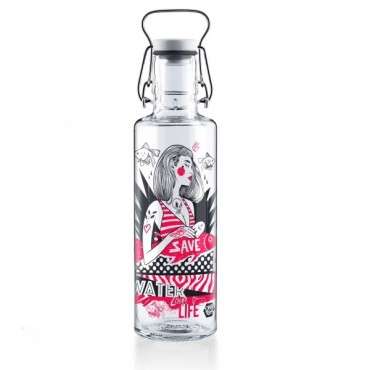 Glastrinkflasche Plastikfrei Save water love life SB2G06-68