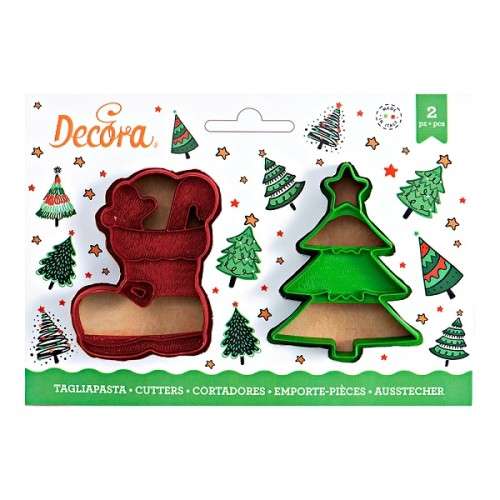 Decora Stiefel & Tannenbaum Plätzchenausstecherset, 2 Stück