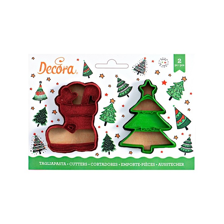 Decora Weihnachten Ausstecherset Stiefel & Baum mit Prägung