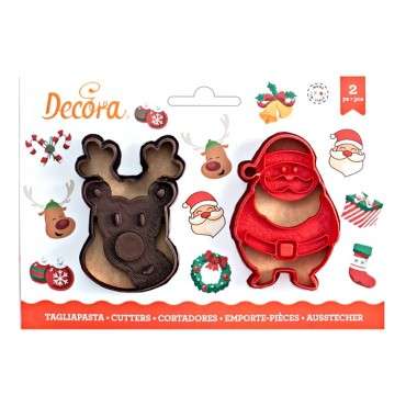 Santa Claus & Reindeer Cookie Cutters - Set of 2