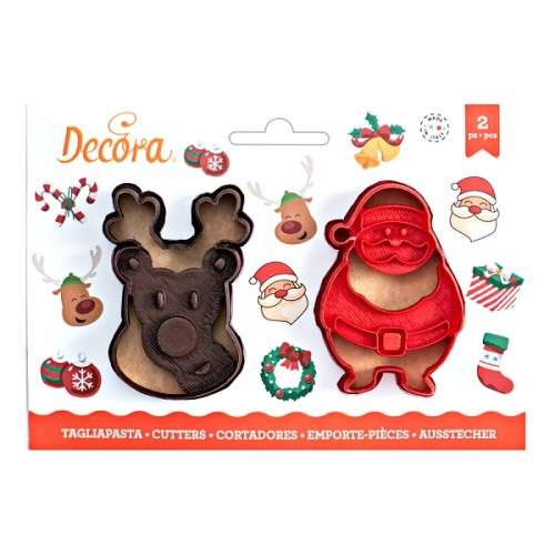 Reindeer & Santa Claus Cookie Cutters, 2 pcs