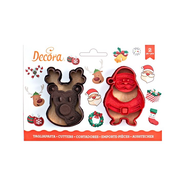 Santa Claus & Reindeer Cookie Cutters - Set of 2