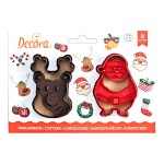 Rentier & Weihnachtsmann Plätzchenausstecher Set, 2 Stück