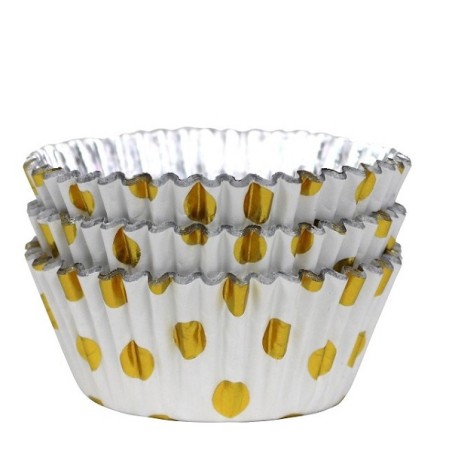 PME Foil Lined Baking Cups Gold Polka Dot pk/30