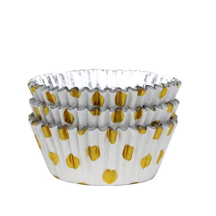 BC833 PME Aluminiumbeschichtete Cupcake Förmchen Gold Gepunktet