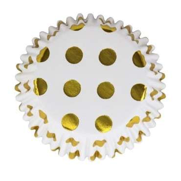 PME Foil Lined Baking Cups Gold Polka Dot pk/30