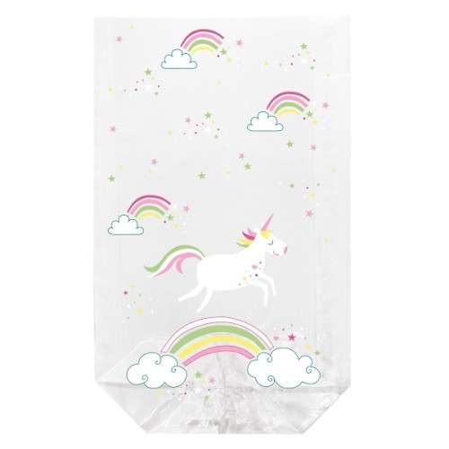 11.5x19cm Unicorn transparent bags, 10 pcs