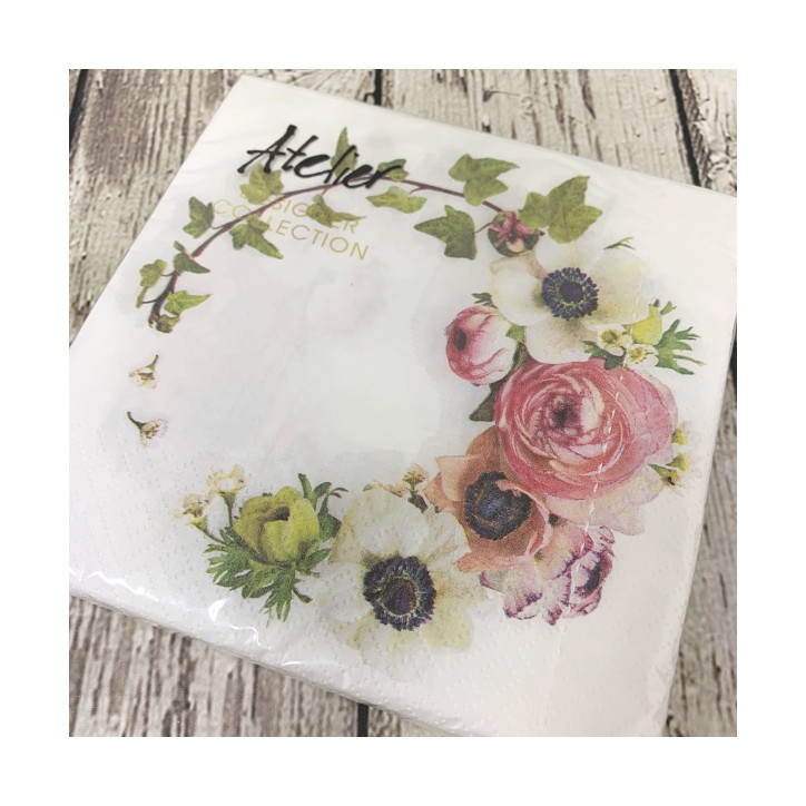 1210-20305 Floral Wreath Paper Napkins