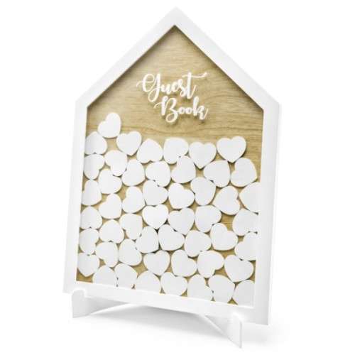 PartyDeco Wooden Frame Guest Book House, 30.5x43cm