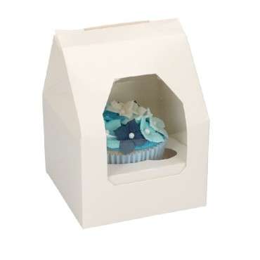 Single Cupcake Box - White Cupcakebox - Single Muffin Box with Window