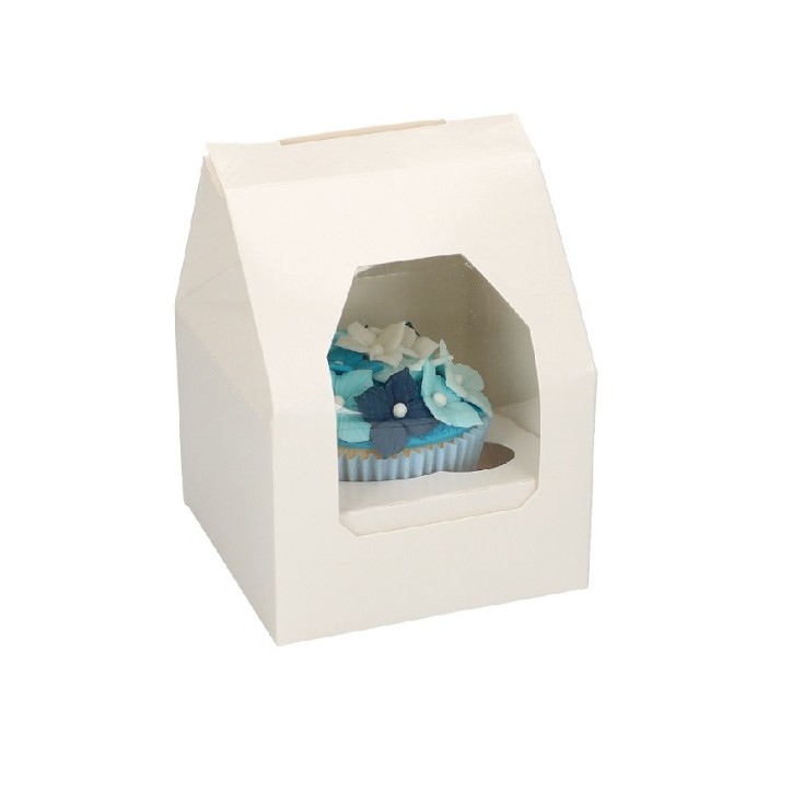 Single Cupcake Box - White Cupcakebox - Single Muffin Box with Window