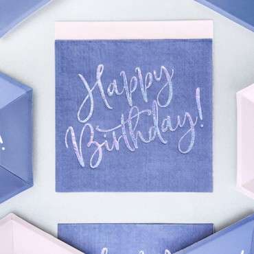 Holographic Happy Birthday Napkins