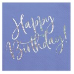 PartyDeco Happy Birthday Napkins Lilac, 20 pcs