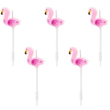 5 Flamingo Party Candles