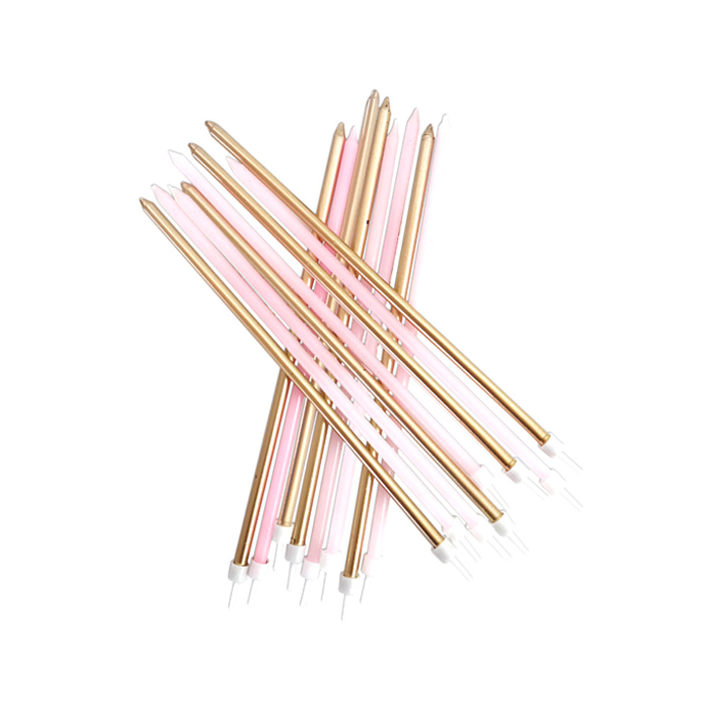 Extra Tall Birthday Candles, Pink and Metallic Gold