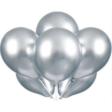 Balloons Platinum Silver, 6 pcs