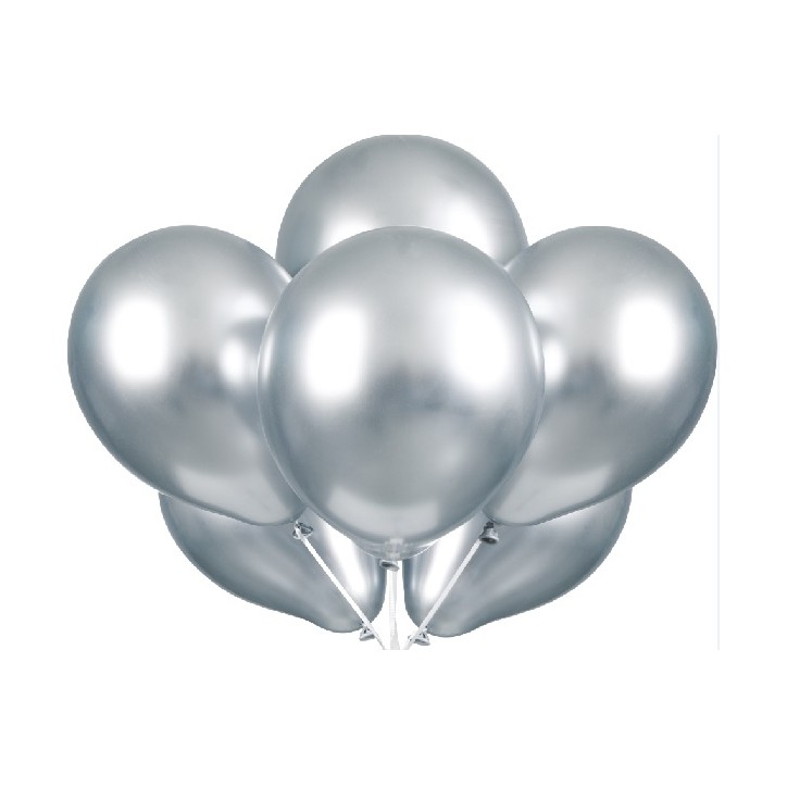 Balloons Platinum Silver, 6 pcs