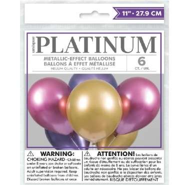 Balloons Platinum Purple Mix, 6 pcs