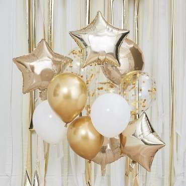 Ballon-Bouquet Gold 12 Stück - Ginger Ray MIX-233