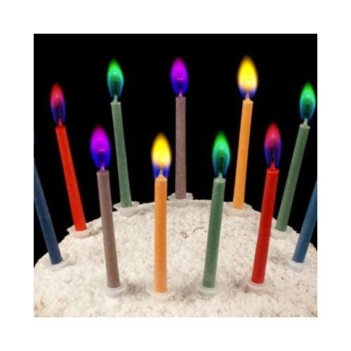 Colored Flamed Partycandles, 12 pcs