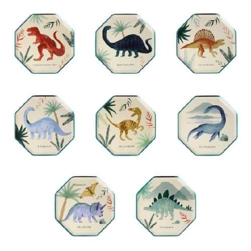 Meri Meri Dinosaur Kingdom Plates, 8 pcscs