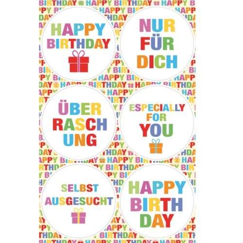 Geburtstag Sticker Set assortiert, 24 Stück