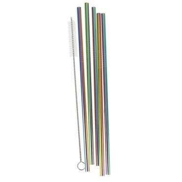 5 Rainbow Stainless Steel Straws - Giner Ray Mix-249