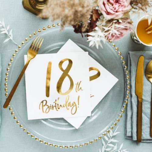 PartyDeco 18th Birthday Napkins, 20 pcs