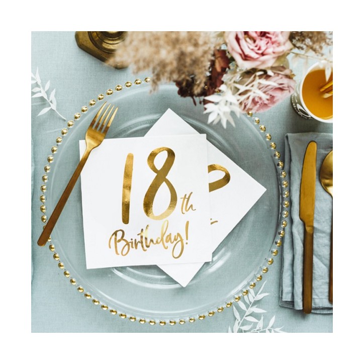 18th Happy Birthday Napkins, 20 pcs