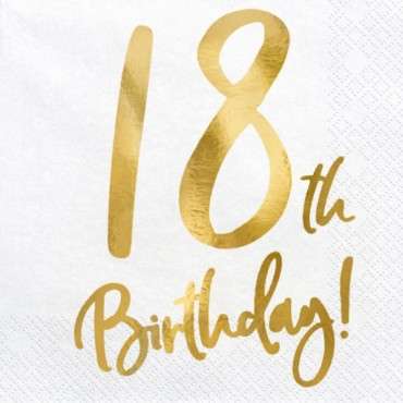 18th Happy Birthday Napkins, 20 pcs