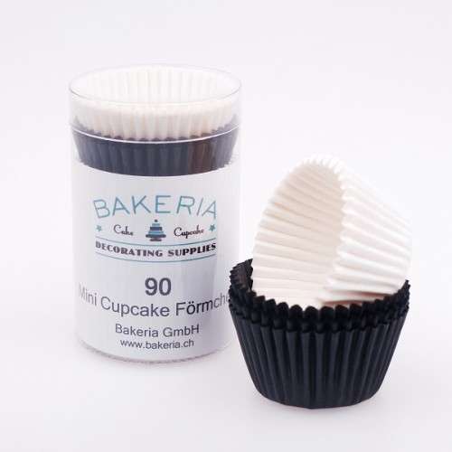 Bakeria Mini Cupcake Förmchen Schwarz / Weiss, 90 Stück